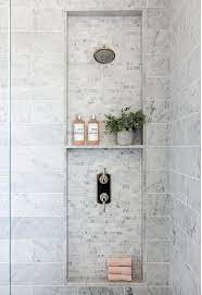 Lark Linen Interior Design Lifestyle Blog Tile Shower Niche Marble Shower Tile Shower Niche