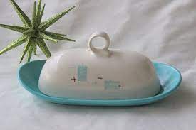 1990s fiesta the next generation is no way mcm, either (but shown as related). Vintage Vernonware Heavenly Days Butter Dish Mid Century Mid Century Modern Dishes Mid Century Modern Dishes Vintage Kitchenware Vintage Kitchen Accessories