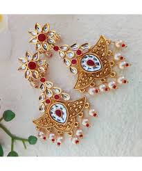 Golden Earring In Pink And White Stone Binnis Wardrobe 3538527