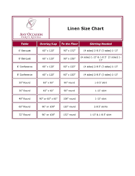 linen size chart what size table cloth fits what size table