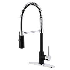 On the home depot kitchen faucets, the possibilities are endless. Kingston Brass Single Handle Pull Down Sprayer Kitchen Faucet In Black And Chrome The Home Depot Canada