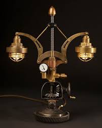 Steampunk Contraptions Take Over Tattoo Studio Steampunk Decor Recycled Lamp Design Steampunk Lighting
