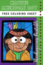 Native american boy coloring pages. Free Printable Native American Boy Coloring Sheet