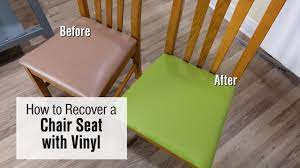 How to reupholster a chair: How To Re Cover A Chair Seat With Faux Leather Vinyl Fabric Youtube