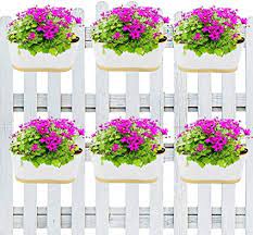 Hooks for deck, balcony, and porch railing planters and flower boxes. Amazon Com Ecofynd 12 Inches Metal Deck Rail Planter Balcony Railing Hanging Oval Plant Pot Box Indoor Outdoor Home Decor Deck Flower Box Color White Set Of 6 Kitchen Dining