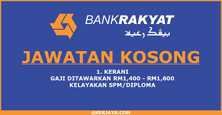 Jawatan kosong kkm kementerian kesihatan malaysia 2018. Jawatan Kosong Kosong Kerani Di Bank Rakyat Mohon Sekarang