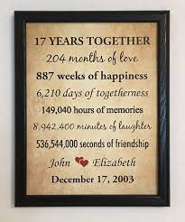 Best 10 year anniversary gift ideas (2021 guide). 17th Anniversary Gifts 17 Year Anniversary Framed 17th Etsy 17th Anniversary Gifts Anniversary Gifts For Parents Happy 17th Anniversary