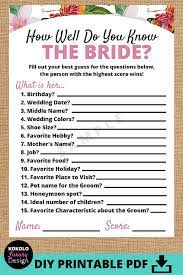 Jul 22, 2020 · the guide includes classic bridal shower games, trivia and even some games you'll remember from childhood, but with a twist. 10 How Well Do You Know The Bride And Groom Card Game For Wedding Hen Night Invitations Stationery Home Garden
