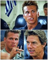 I love this behind the scenes shot of Iceman and Slider (Val Kilmer and  Rick Rossovich).