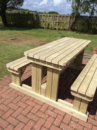 Heavy Duty Wooden Walk In Garden Pub Picnic Table In 2020 Diy Picnic Table Wooden Garden Table Wooden Picnic Tables