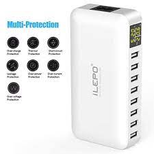 Ilepo Station De Charge Avec 8 Ports Usb Sur Secteur Avec Un Affichage Lcd 50w Venteflash Solde Devisgratuit Vente Promo Usb Station De Charge Moniteur