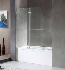 Curved bathtub doors that look good in modern bathrooms; Anzzi Herald 48 By 58 Frameless Tub Door Nickel Sd Az11 01bn