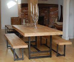 Lovely Compact Design Of The Reclaimed Wood Dining Table And Chairs For Steel Square Shape Kitchen Table Bench Dining Table With Bench Wooden Dining Room Table
