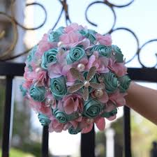 Bouquets made by me with all handmade flowers. Bridal Flower Wedding Bouquet Crystal Pearls Lace Satin Brooch Rose Handmade