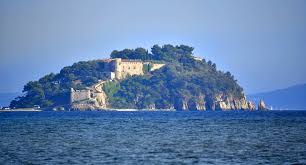 It looks more like an island, but is actually attached to the french mainland by a very small strip of land. Fort De Bregancon