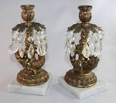 Add to favorites quick view. Vintage Hollywood Regency Italian Baroque Style Brass Candle Holders Crystals On Marble Bases Home Living Home Decor Vadel Com