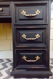 Vintage Bassett Desk Painted In Boot Black Valspar Chalk Paint And Sealed In Wa Black Chalk Paint Furniture Black Painted Furniture Grey Distressed Furniture