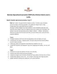 Materi sop (standar operasional prosedur) : Doc Standar Operational Prosedur Sop Dry Kitchen Gloria Jean S Coffe Mahes Mahesa Academia Edu