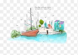 Black pattern on a rainbow background. Silhouette Watercolor Painting Building Illustration Watercolor Blue Sea Landscape Watercolor Painting Blue Png Pngegg