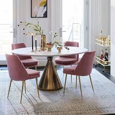 Silhouette Pedestal Oval Dining Table White Marble Antique Brass In 2020 Oval Table Dining Marble Top Dining Table Luxury Dining Room