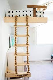 a diy bunk bed rope ladder for this cool california shared siblings room you have to see this room bunkbedsdiyloft diy loft bed cool bunk beds diy bunk bed