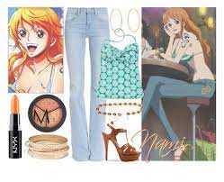 Nami Post Timeskip By Freezespell Liked On Polyvore Featuring Nami Frame Yves Saint Laurent Anime Inspired Outfits Clothes Design Anime Inspired