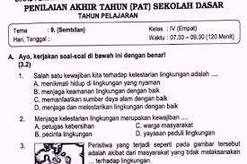Jan 25, 2021 · silahkan download soal penilaian akhir tahun (pat) / ulangan kenaikan kelas (ukk) kelas 4 sd/mi tema 6 kurikulum 2013 pada tautan link dibawah ini: Soal Ulangan Kelas 4 Tema 9 Kurikulum 2013 Sekolahdasar Net