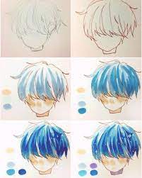 Blue Hair, Step By Step, Drawing Tutorial, Anime Sketch | Dibujo De Pelo,  Como Dibujar Cuerpo Anime, Dibujar Pelo