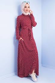 Puantiye Patterned Shirt Dress Bordeaux Elbise Gomlek Elbise Puantiyeli Elbise