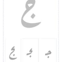 خط رقعة مفرغ بطاقات الحرف جيم مع اشكال الحرف بدون تشكيل arabic calligraphy calligraphy