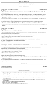 construction management resume sample