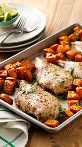 Jerk Chicken With Sweet Potatoes Sheet Pan Dinner Recipe Sheet Pan Dinners Sheet Pan Suppers Recipes Sheet Pan Dinners Recipes
