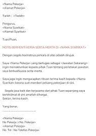 Contoh surat resignation letter dalam masa 24 jam atau seminggu. The Reporter Contoh Surat Berhenti Kerja Dalam Bahasa Facebook