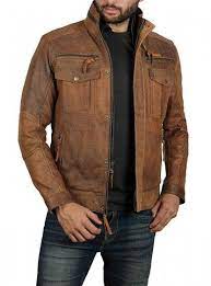 Light Brown Six Pocket Distressed Leather Jacket Leather Jacket Men Brown Leather Jacket Men Brown Jacket Men