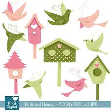 Bordes y marcos del clipart de unicornios para scrapbook. Instant Download Birds And Houses Digital Clipart Scrapbooking Card Design Invitations Stickers Paper Crafts Paper Crafts Clip Art Watercolor Pattern