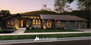 Modern House Plans The Mercer By Linwood Homes In 2020 Ranch House Exterior Prairie Style Houses Contemporary House Plans