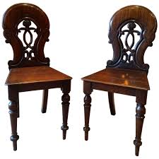 Antique Pair Of Hall Chairs 19th Century Solid Mahogany Victorian Hall Chair Solid Mahogany Mahogany