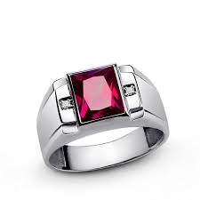 Men S Ruby Ring With Natural Diamonds In 925 Sterling Silver Mens Gemstone Ring Red Stone Ring 6 To 15 Rings For Men Silver Ring Designs Mens Gemstone Rings