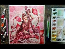 Goddess saraswati is the goddess of knowledge and the sign of purity and peace. Saraswati Maa Saraswati Drawing Drawing Of Saraswati Maa With Colour Easy Youtube
