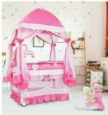 Princess Canopy Baby Playpen Crib Diaper Changing Station W Portable Carry Bag Costway Baby Playpen Baby Canopy Newborn Bassinet