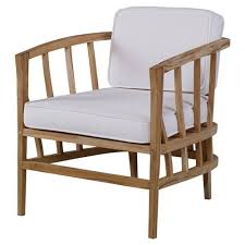 Kiera Lodge Slatted Teak Ivory Outdoor Lounge Chair In 2020 Lounge Chair Outdoor Outdoor Furniture Design Outdoor Lounge