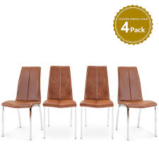 Depending upon the size of your house and the age of the people living in the house, carver dining room chairs may or may not be a more. Life Carver Dining Chairs Set Of 4 Leather Chrome Legs For Kitchen Dining Room Living Room Brown Buy Online In Belize At Belize Desertcart Com Productid 129342957