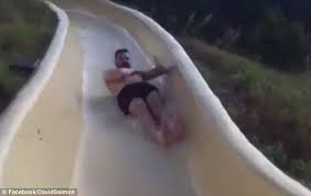 B they're down the stairs on the right. The Moment An Austin Man Flies Off A Water Slide And Falls 15 Feet Down A Cliff Daily Mail Online