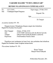 Surat undangan rapat osis merupakan bentuk surat guna mengundang seluruh anggota osis untuk menghadiri rapat untuk membahas sebuah masalah atau keperluan contoh surat undangan rapat perusahaan. Contoh Surat Undangan Musyawarah Masjid Sample Surat Undangan