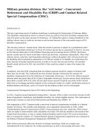 Military Pension Division The Evil Twins Concurrent Retirement A