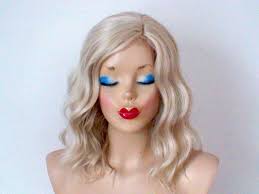 Ash Blonde Wavy Wig: 16" Heat-friendly Synthetic Hair