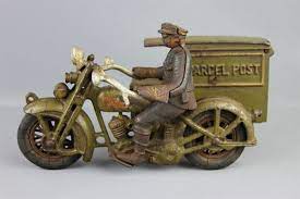 Antique Hubley Cast Iron Harley Davidson Parcel Post Harley Davidson Antiques Vintage Toys