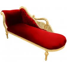 Eventually, the ancient romans adopted their version of a chaise lounge chair to recline during a meal. Grand Chaise Longue With Swan Fabric Burgundy Velvet And Gold Wood