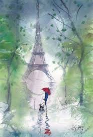 Rainy Day Paris Windy Morning Eiffel Tower Tour Eiffel Umbrella Art