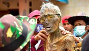 Mummies get dressed for the unique Indonesian summer ritual of tribe people